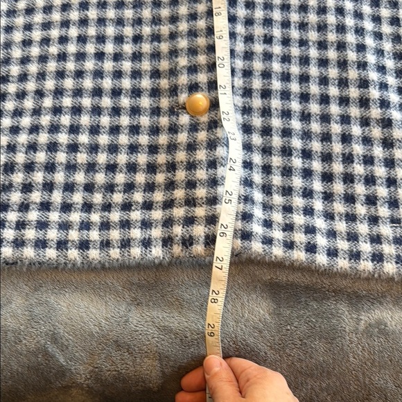 Max Studio Navy and White Checkered Fuzzy Button Up Sweater Jacket Size M Women - Picture 8 of 9